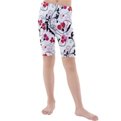 Floral Pattern Kids  Mid Length Swim Shorts