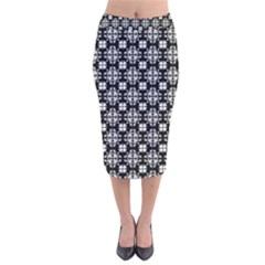 Pattern Velvet Midi Pencil Skirt