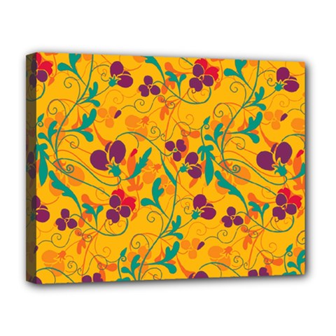 Floral Pattern Canvas 14  X 11 