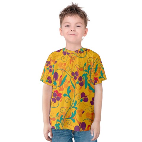 Floral Pattern Kids  Cotton Tee by Valentinaart