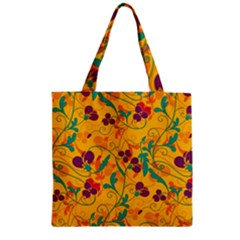 Floral Pattern Zipper Grocery Tote Bag