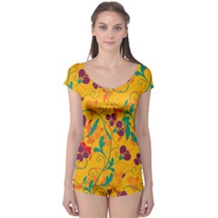 Floral Pattern Boyleg Leotard 