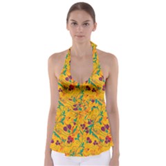 Floral Pattern Babydoll Tankini Top