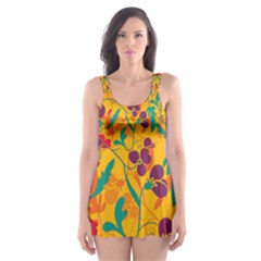 Floral Pattern Skater Dress Swimsuit