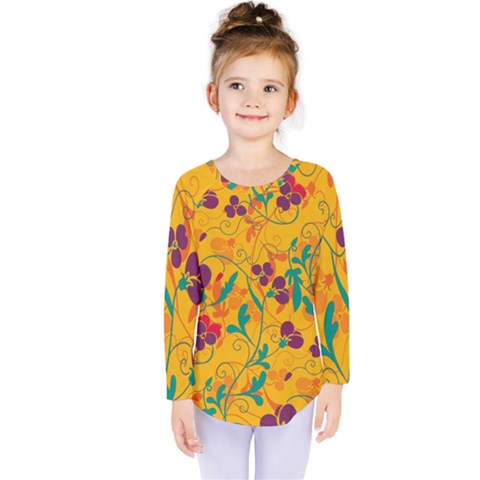 Floral Pattern Kids  Long Sleeve Tee by Valentinaart