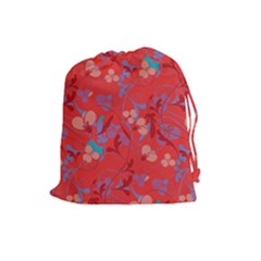 Floral Pattern Drawstring Pouches (large)  by Valentinaart