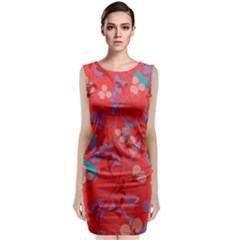 Floral Pattern Sleeveless Velvet Midi Dress