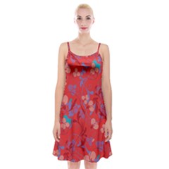 Floral Pattern Spaghetti Strap Velvet Dress