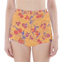 Floral Pattern High-waisted Bikini Bottoms