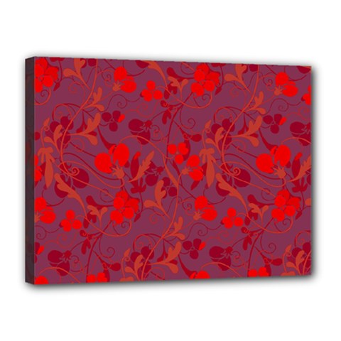 Red Floral Pattern Canvas 16  X 12  by Valentinaart