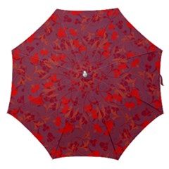 Red Floral Pattern Straight Umbrellas by Valentinaart