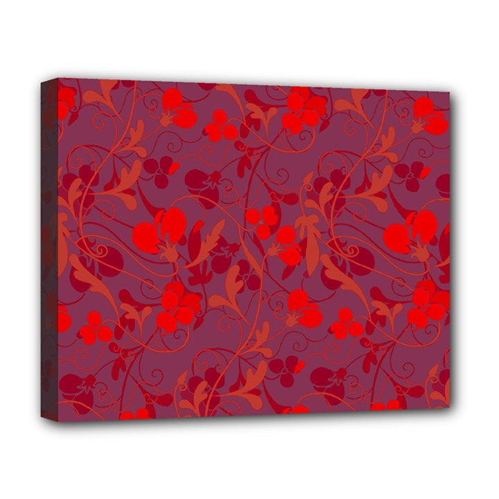 Red floral pattern Deluxe Canvas 20  x 16  