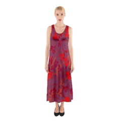 Red Floral Pattern Sleeveless Maxi Dress