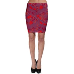 Red Floral Pattern Bodycon Skirt