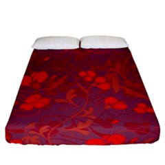 Red Floral Pattern Fitted Sheet (california King Size)