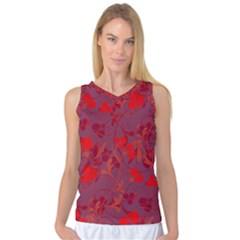 Red Floral Pattern Women s Basketball Tank Top