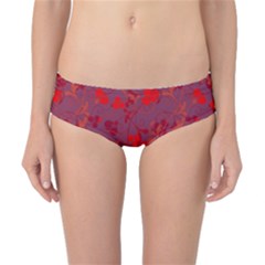 Red Floral Pattern Classic Bikini Bottoms by Valentinaart