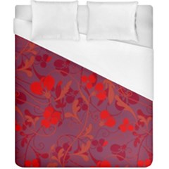 Red Floral Pattern Duvet Cover (california King Size) by Valentinaart