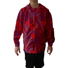 Red Floral Pattern Hooded Wind Breaker (kids) by Valentinaart