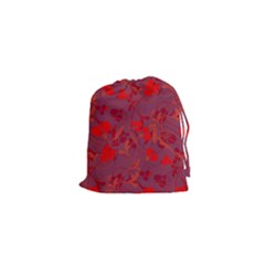 Red Floral Pattern Drawstring Pouches (xs) 