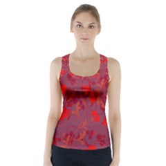 Red Floral Pattern Racer Back Sports Top by Valentinaart