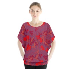 Red Floral Pattern Blouse