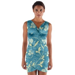 Floral Pattern Wrap Front Bodycon Dress