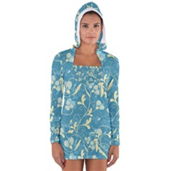 Floral Pattern Women s Long Sleeve Hooded T-shirt by Valentinaart