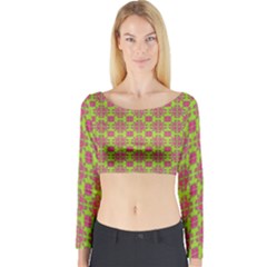 Pattern Long Sleeve Crop Top