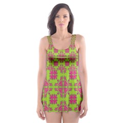 Pattern Skater Dress Swimsuit