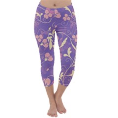 Floral Pattern Capri Winter Leggings  by Valentinaart