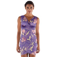 Floral Pattern Wrap Front Bodycon Dress by Valentinaart