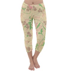 Floral Pattern Capri Winter Leggings 