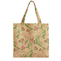 Floral Pattern Zipper Grocery Tote Bag