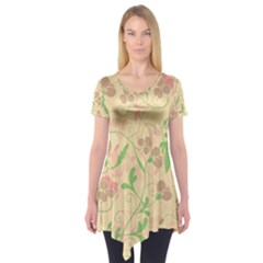 Floral Pattern Short Sleeve Tunic 