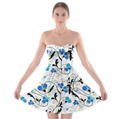 Floral Pattern Strapless Bra Top Dress