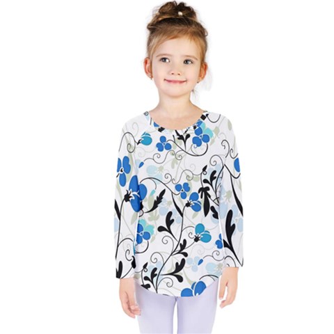 Floral Pattern Kids  Long Sleeve Tee by Valentinaart