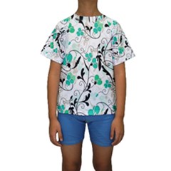 Floral Pattern Kids  Short Sleeve Swimwear