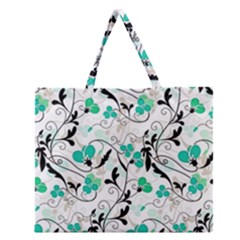 Floral Pattern Zipper Large Tote Bag