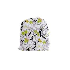 Floral Pattern Drawstring Pouches (small)  by Valentinaart