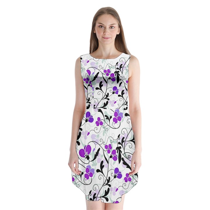 Floral pattern Sleeveless Chiffon Dress  