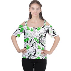 Floral Pattern Women s Cutout Shoulder Tee