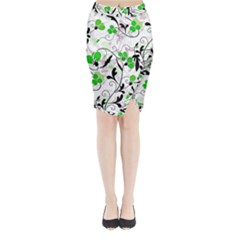 Floral Pattern Midi Wrap Pencil Skirt