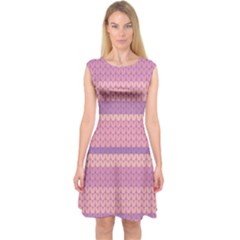 Pattern Capsleeve Midi Dress