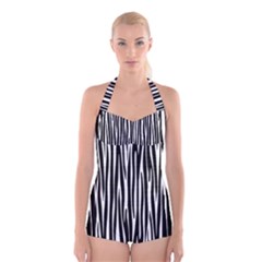 Zebra Pattern Boyleg Halter Swimsuit  by Valentinaart