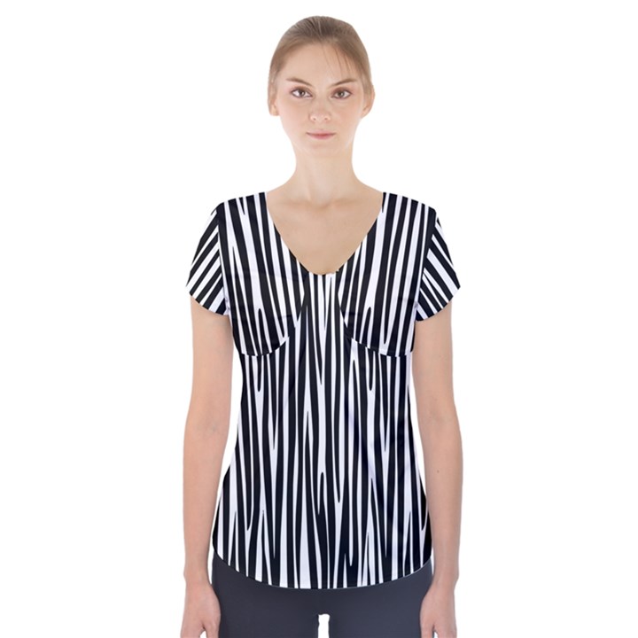 Zebra pattern Short Sleeve Front Detail Top