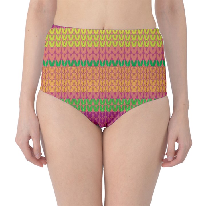 Pattern High-Waist Bikini Bottoms