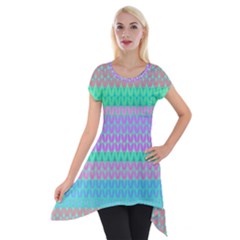 Pattern Short Sleeve Side Drop Tunic