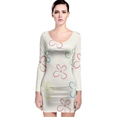 Flower Background Nature Floral Long Sleeve Bodycon Dress