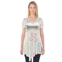 Flower Background Nature Floral Short Sleeve Tunic 